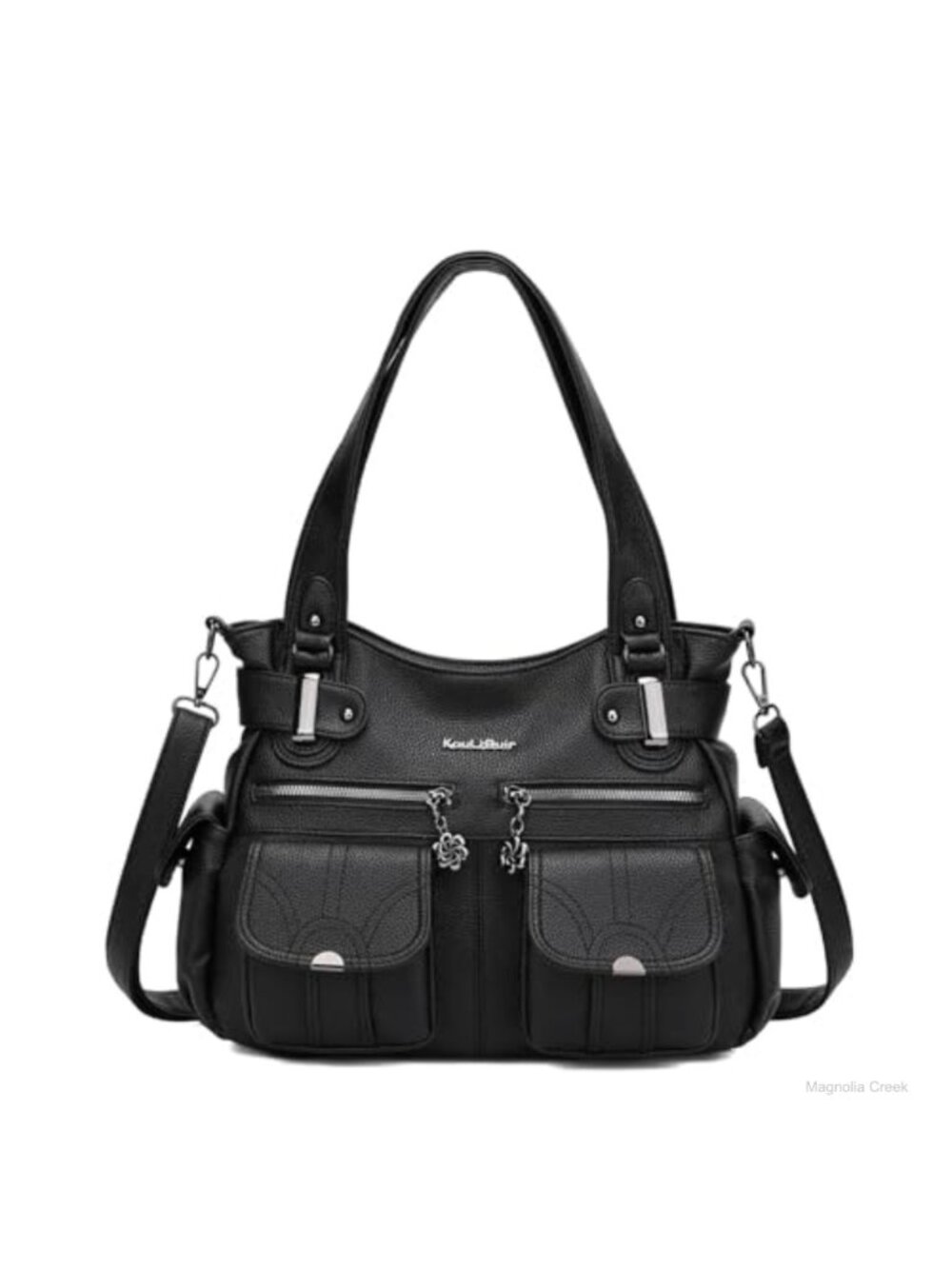 Large Multi-Pocket Tote Bag PU Leather Hobo Shoulder Crossbody Purse for Women